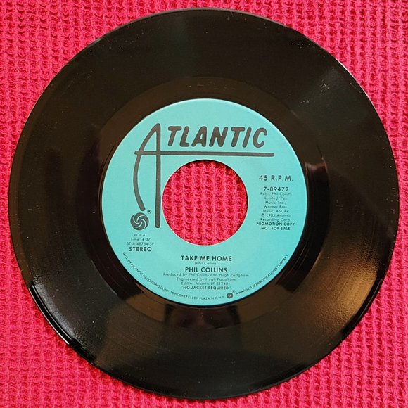$25 OFF! VINYL COLLECTORS -> Phil Collins - RARE Promo Copy 45RPM - Take Me Home - Picture 2 of 4